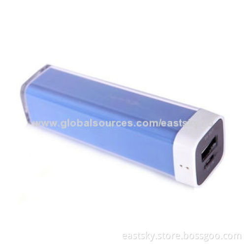 2000mAh Lipstick Power Bank Charger with Intelligent MCU Controller, Stylish and Portable